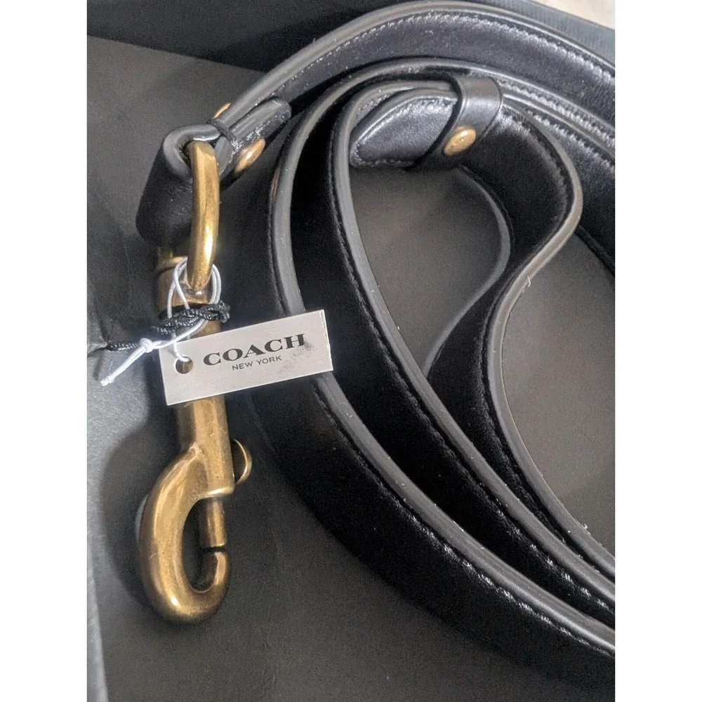Authentic COACH Posh Black Leather Dog Leash Size Large New With Box & Tag!!